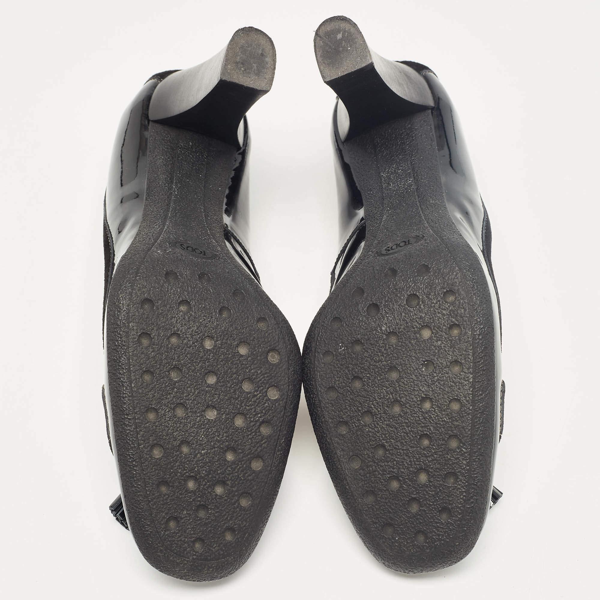 Tod's Black Patent Leather Tassel Detail Loafer Pumps Size 39 2