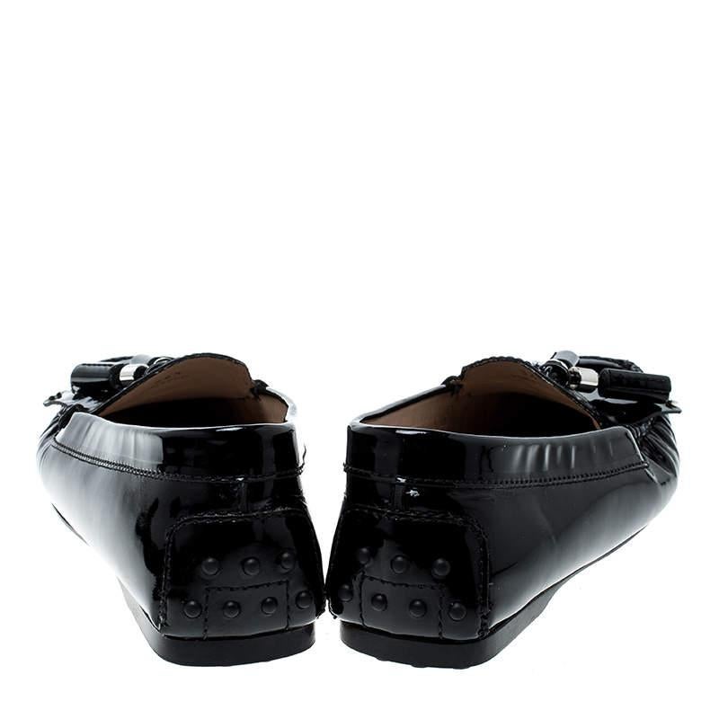 Tod's Black Patent Leather Tassel Loafers Size 36.5 1