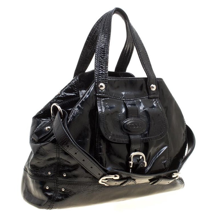Tod's Black Patent Leather Tote For Sale at 1stDibs