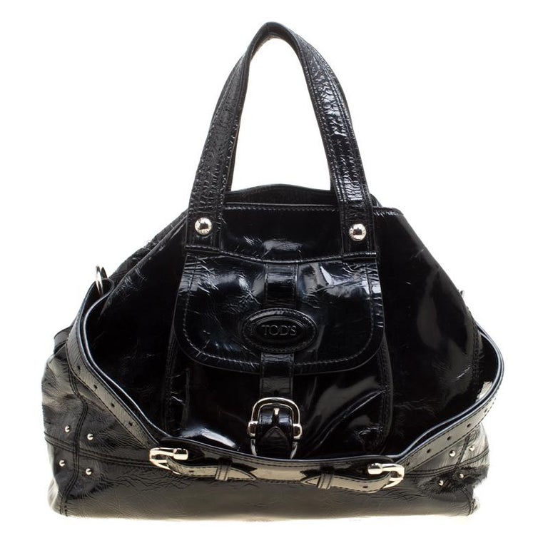 Tod's Black Patent Leather Tote For Sale at 1stDibs