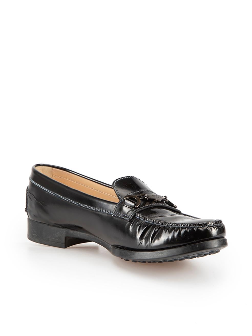 CONDITION is Very good. Minimal wear to shoes is evident. Minimal wear to both shoes with general creasing to the leather and marks to the rubber trim on this used Tod's designer resale item.

Details
Penny model
Black
Patent leather
Slip on