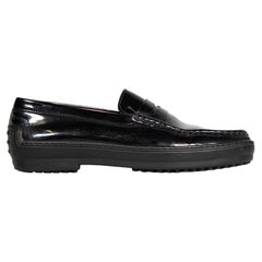 Tod's Black Patent Round-Toe Loafers Size IT 39.5