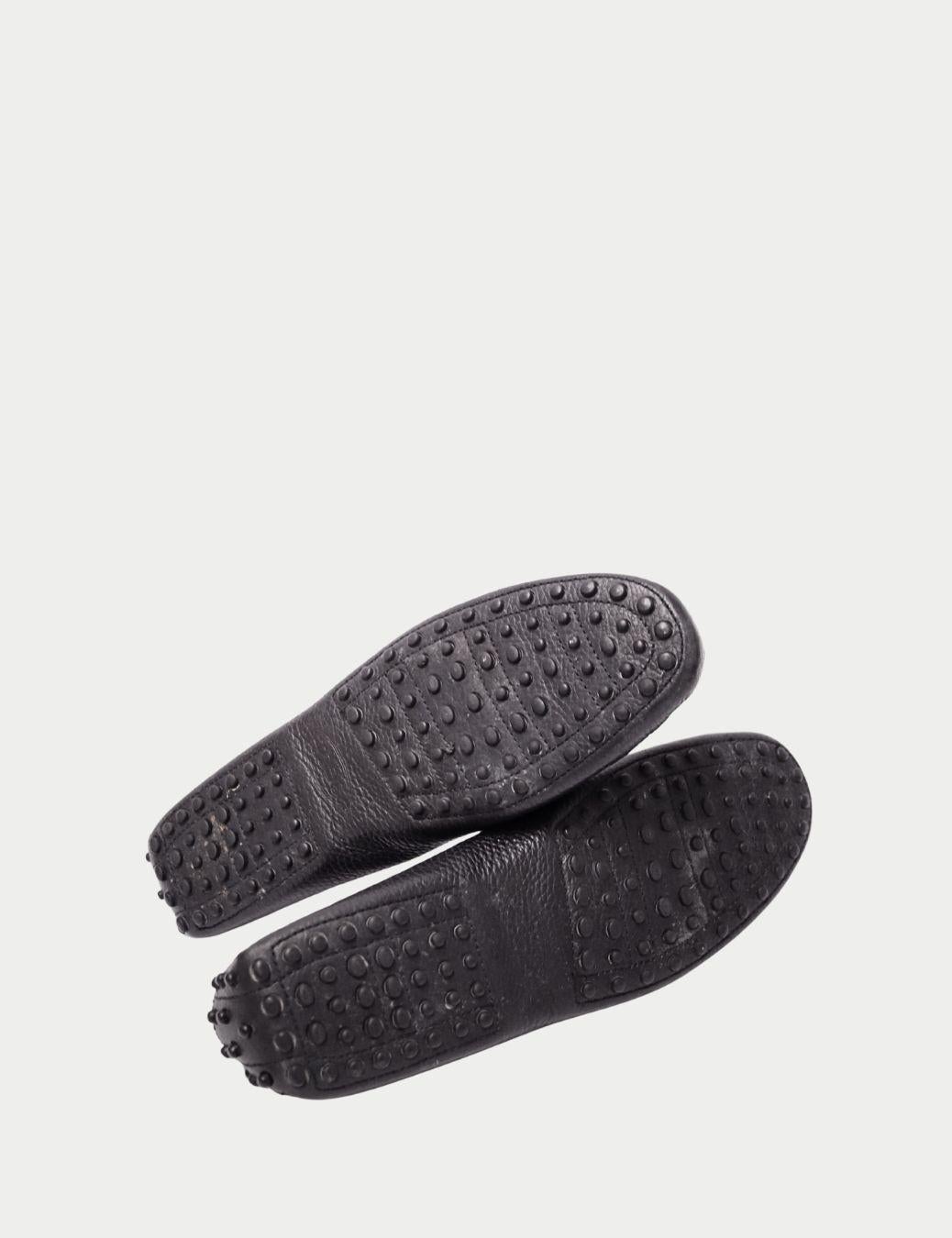 Tod’s Black Pebbled Leather Driving Loafers - EU 41.5 Bon état - En vente à Amman, JO