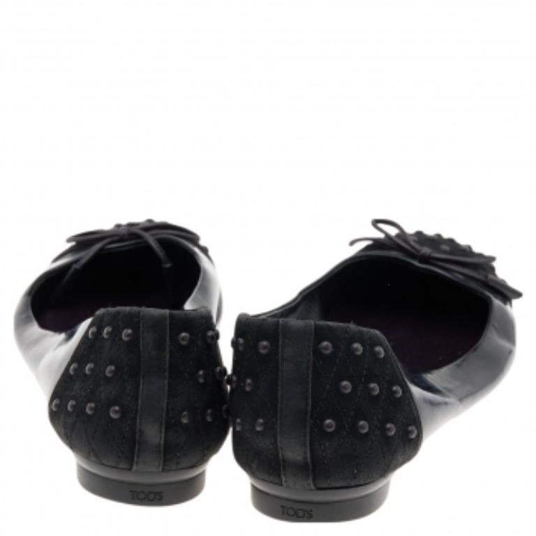 Noir Tod's - Chausssures noires en daim et cuir avec nœud, taille 37 en vente