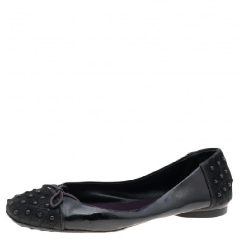 Tod's - Chausssures noires en daim et cuir avec nœud, taille 37 Pour femmes en vente