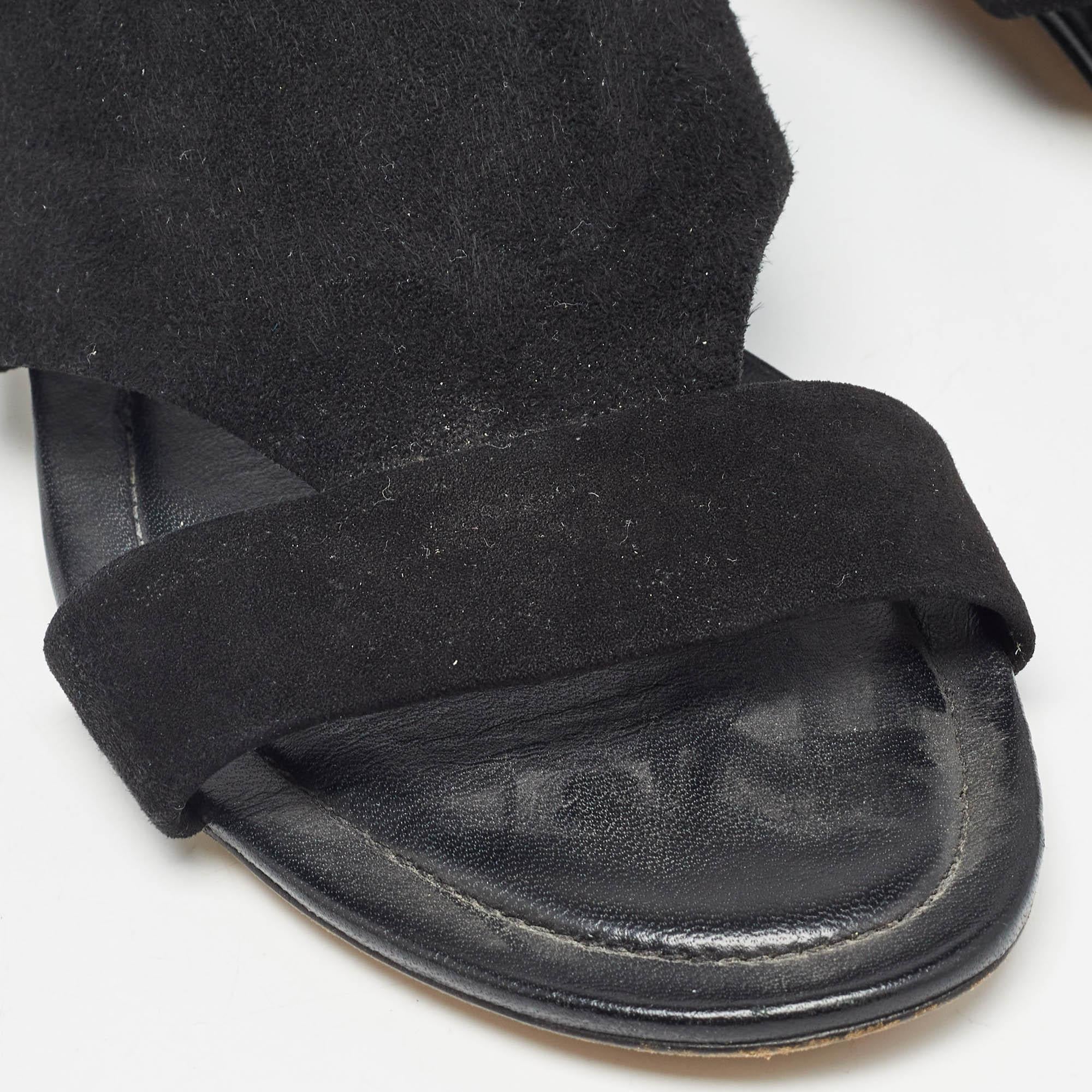 Tod's Black Suede and Leather Flat Sandals Size 38.5 For Sale 3