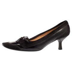 Tod's Black Suede and Leather Lace Toe Pumps Size 40