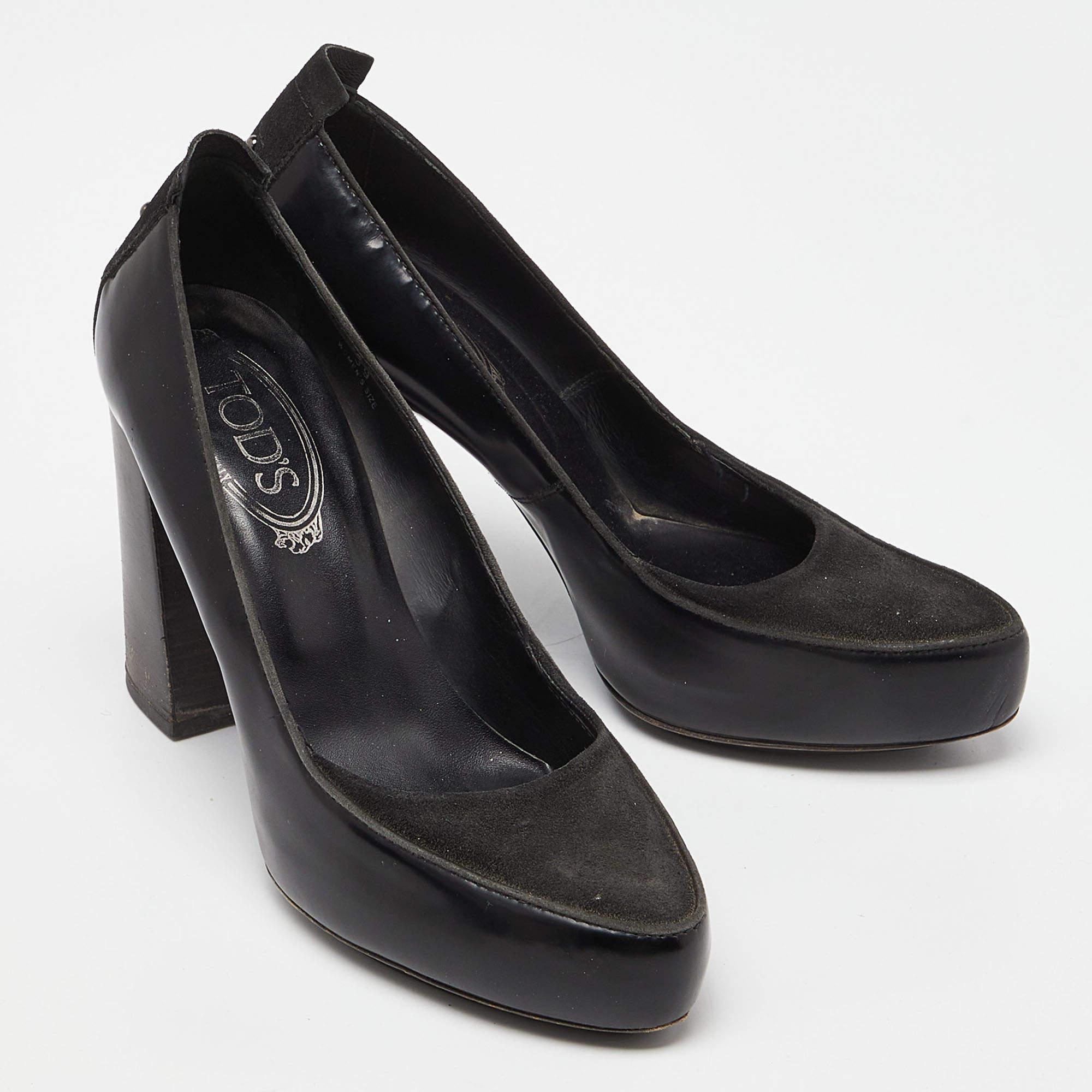 Tod's Schwarze Plateau-Pumps aus Wildleder und Leder Größe 39 Damen im Angebot