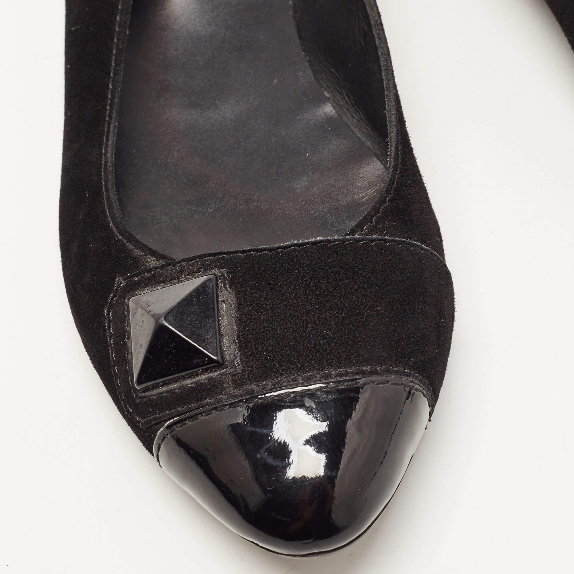 Tod's Black Suede and Patent Leather Ballet Flats Size 36 For Sale 4