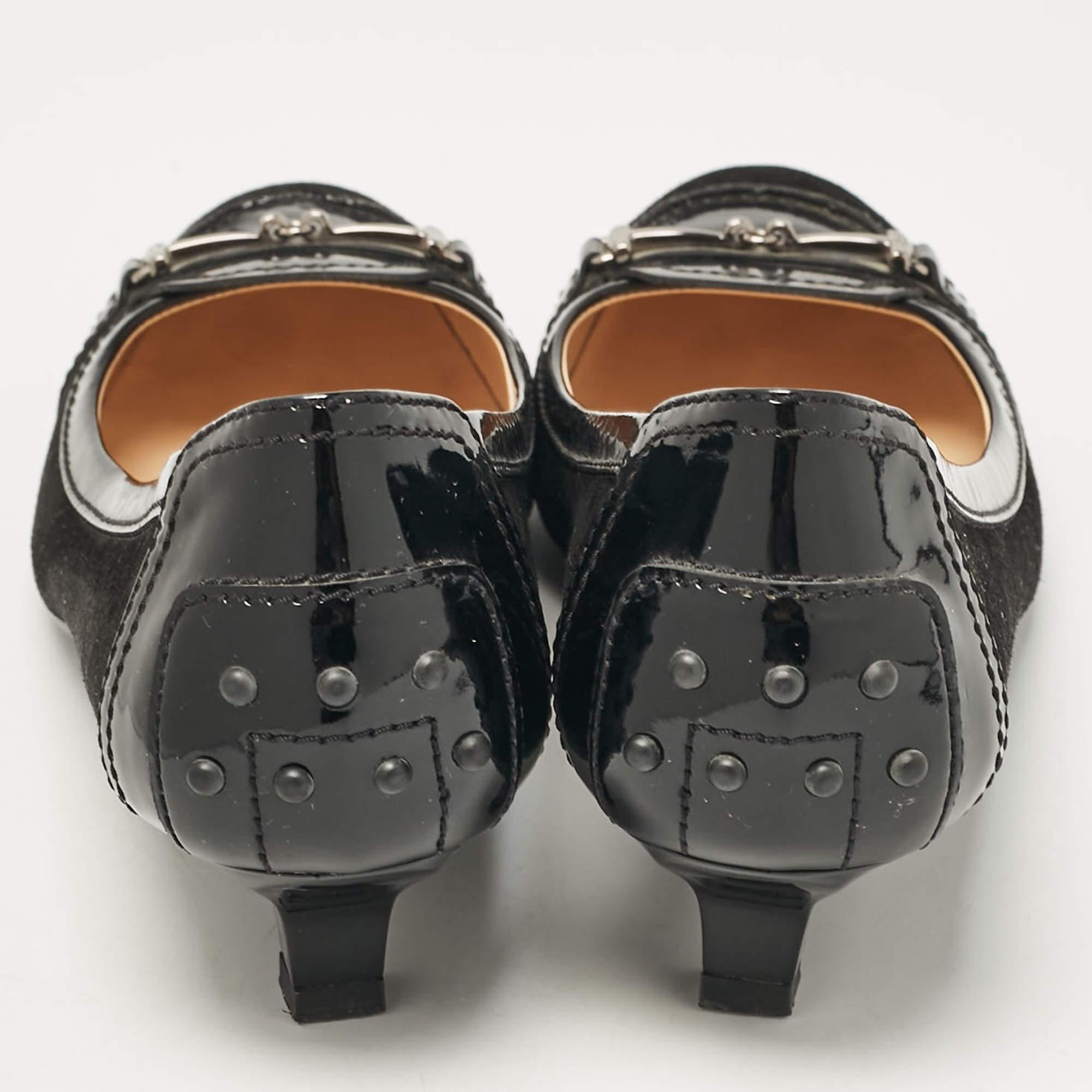 Tod's Black Suede and Patent Leather Pumps Size 39 For Sale 1