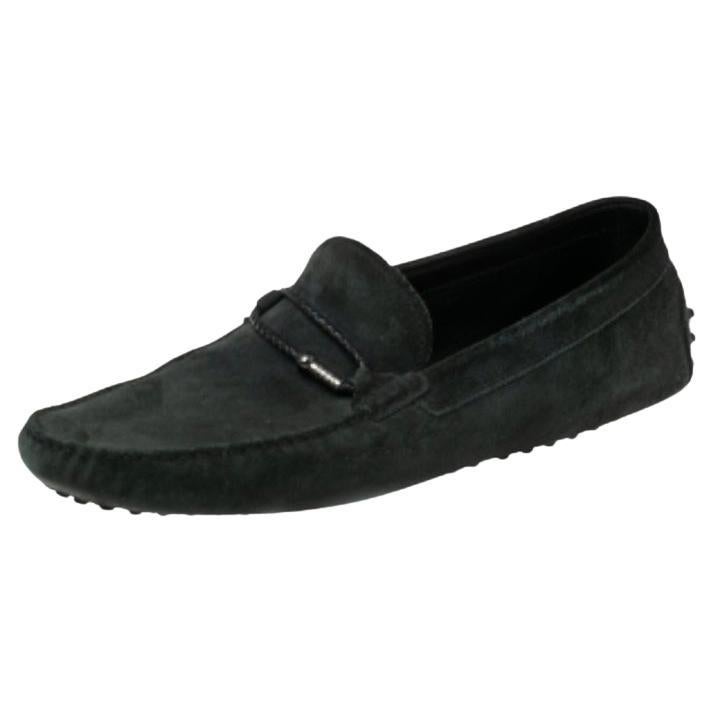 Tod's Black Suede Braided Bit Loafers Size 44.5
