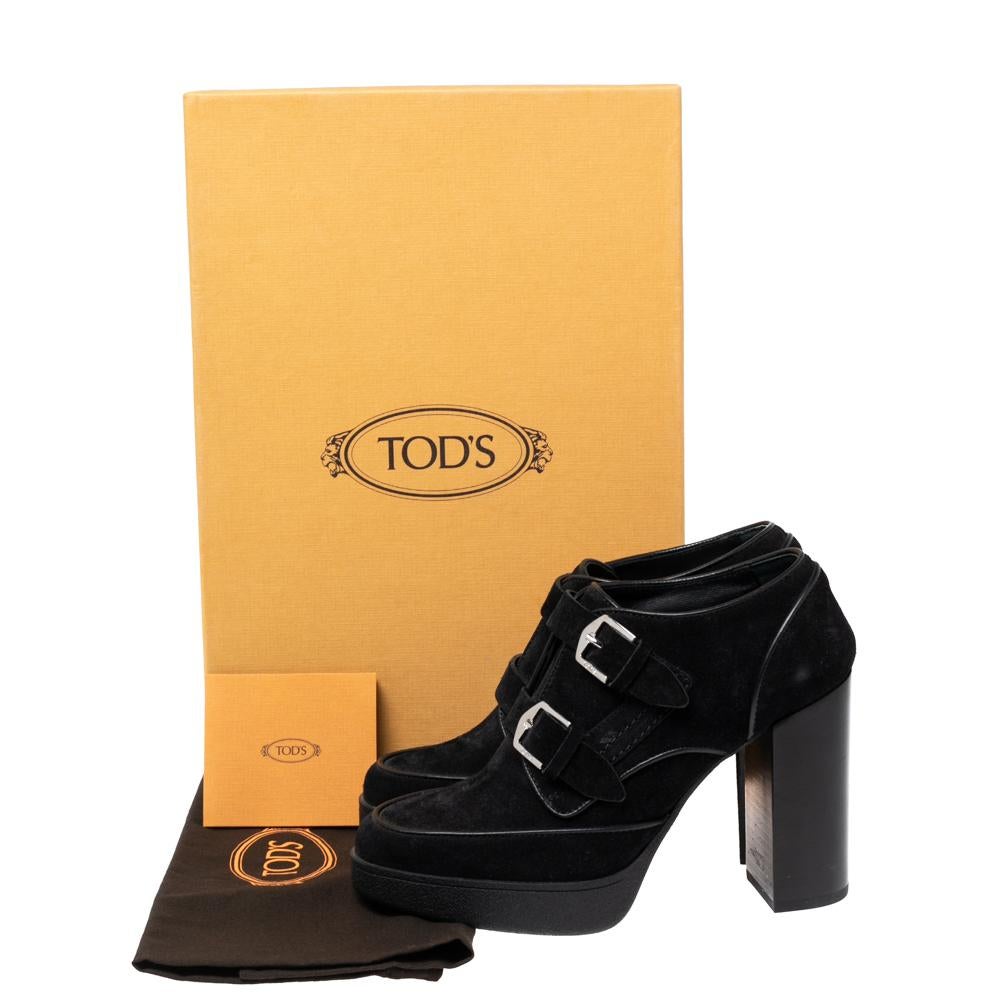 Tod's Black Suede Buckle Ankle Boots Size 36.5 2