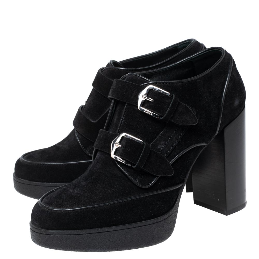 Tod's Black Suede Buckle Ankle Boots Size 36.5 3