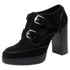 Tod's Black Suede Buckle Ankle Boots Size 36.5