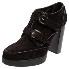 Tod's Black Suede Buckle Booties Size 40