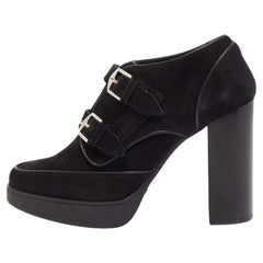 Tod's Black Suede Buckle Details Ankle Booties Size 39