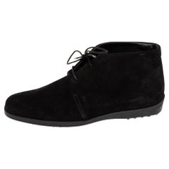 Tod's Black Suede Derby Ankle Boots Size 35