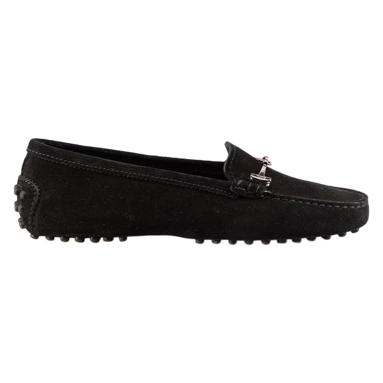 Tod
s Black Suede Driving Loafers Size IT 35.5