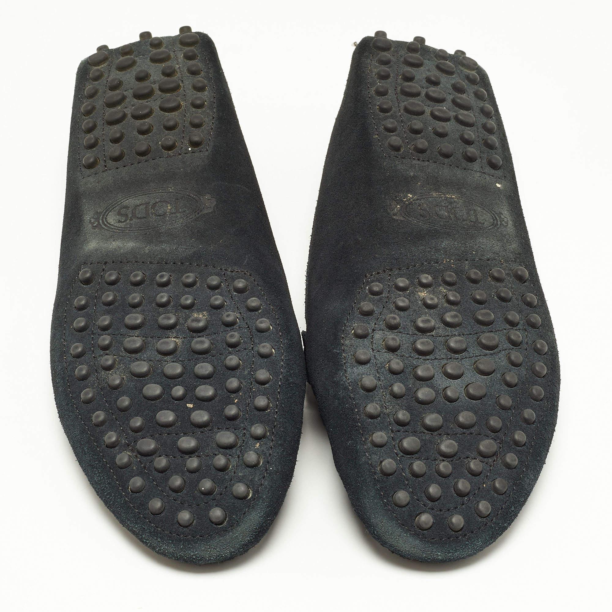 Tod's Black Suede Horsebit Loafers Size 37 For Sale 2