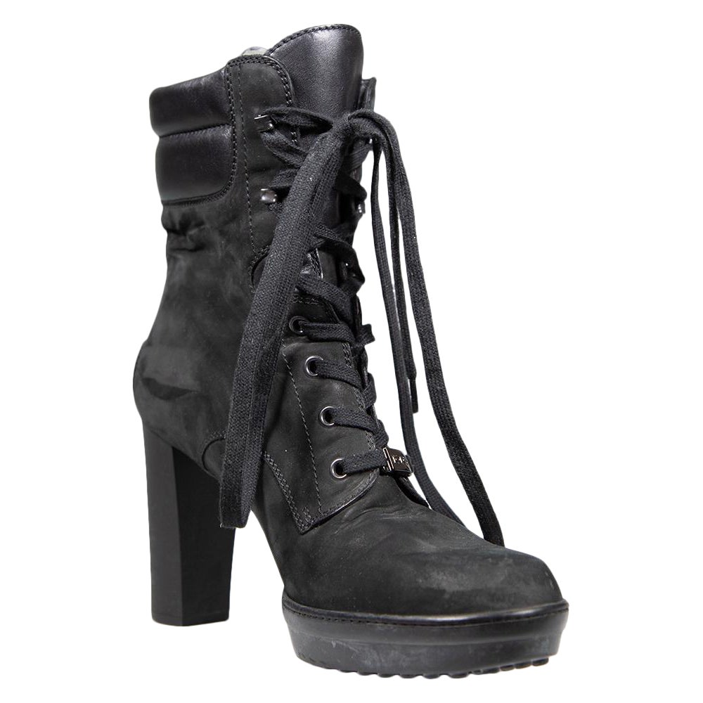 Tod's Botines con cordones de ante negro Talla IT 41