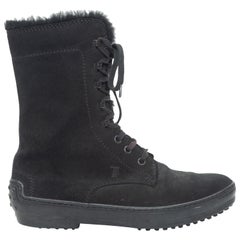 Tod's Black Suede Lace-Up Boots