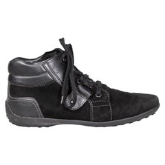 Tod's Black Suede Lace-Up Trainers Talla IT 36