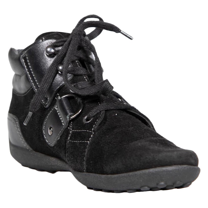 Tod's Black Suede Lace-Up Trainers Talla IT 36