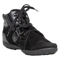 Tod's Black Suede Lace-Up Trainers Talla IT 36