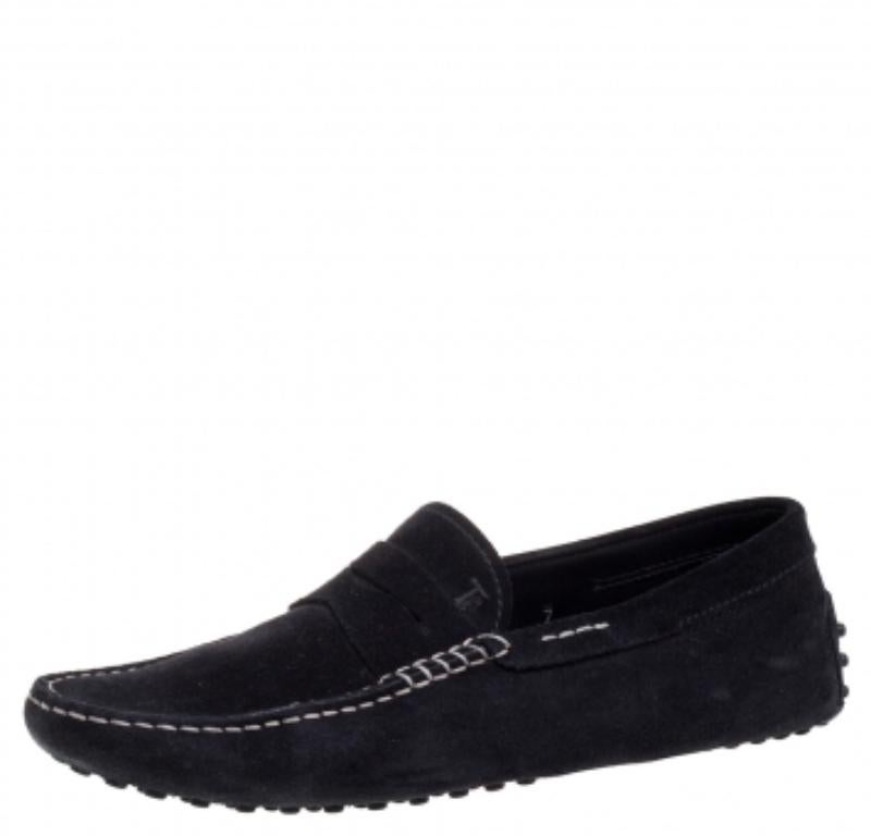 Men's Tod's Black Suede Loafers Size 41 For Sale