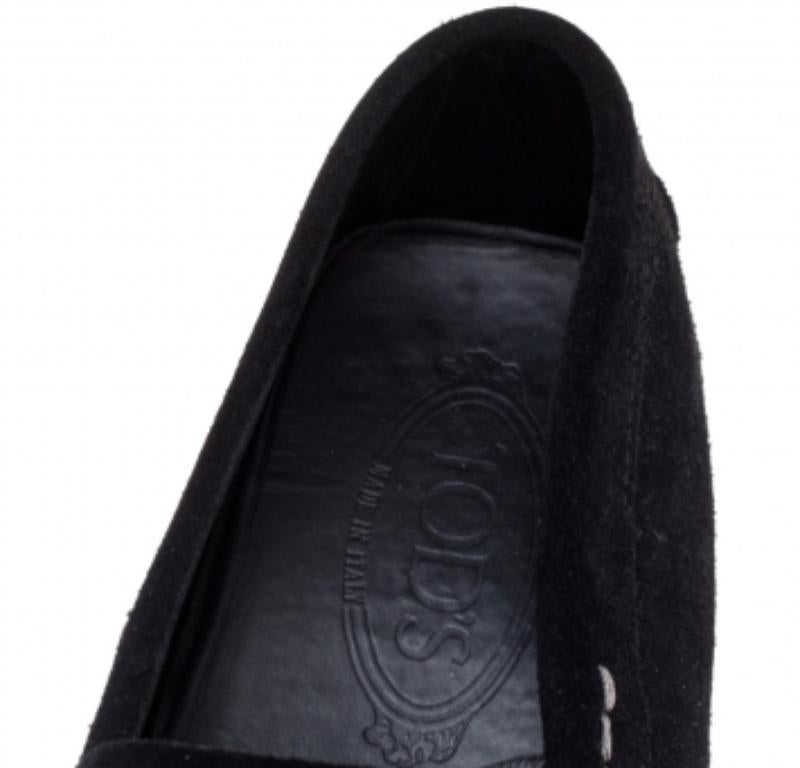 Tod's Black Suede Loafers Size 41 For Sale 1