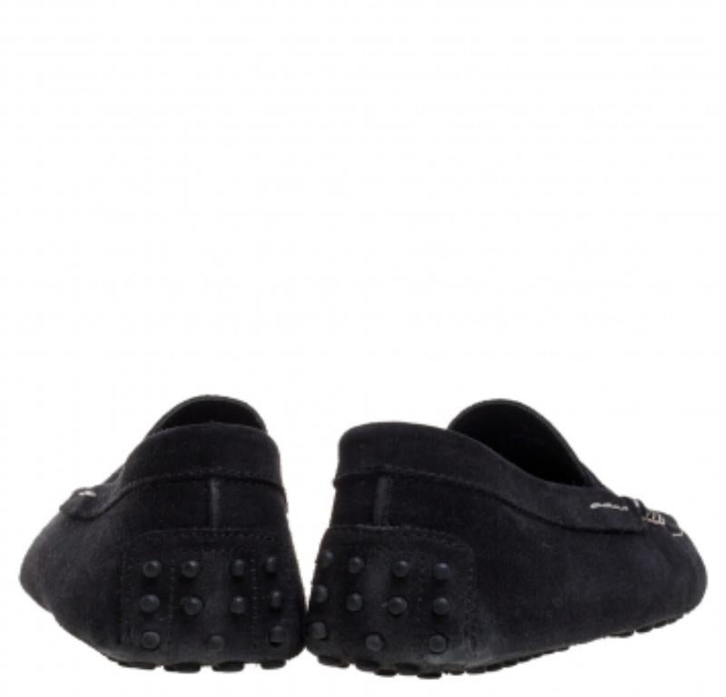 Tod's Black Suede Loafers Size 41 For Sale 2