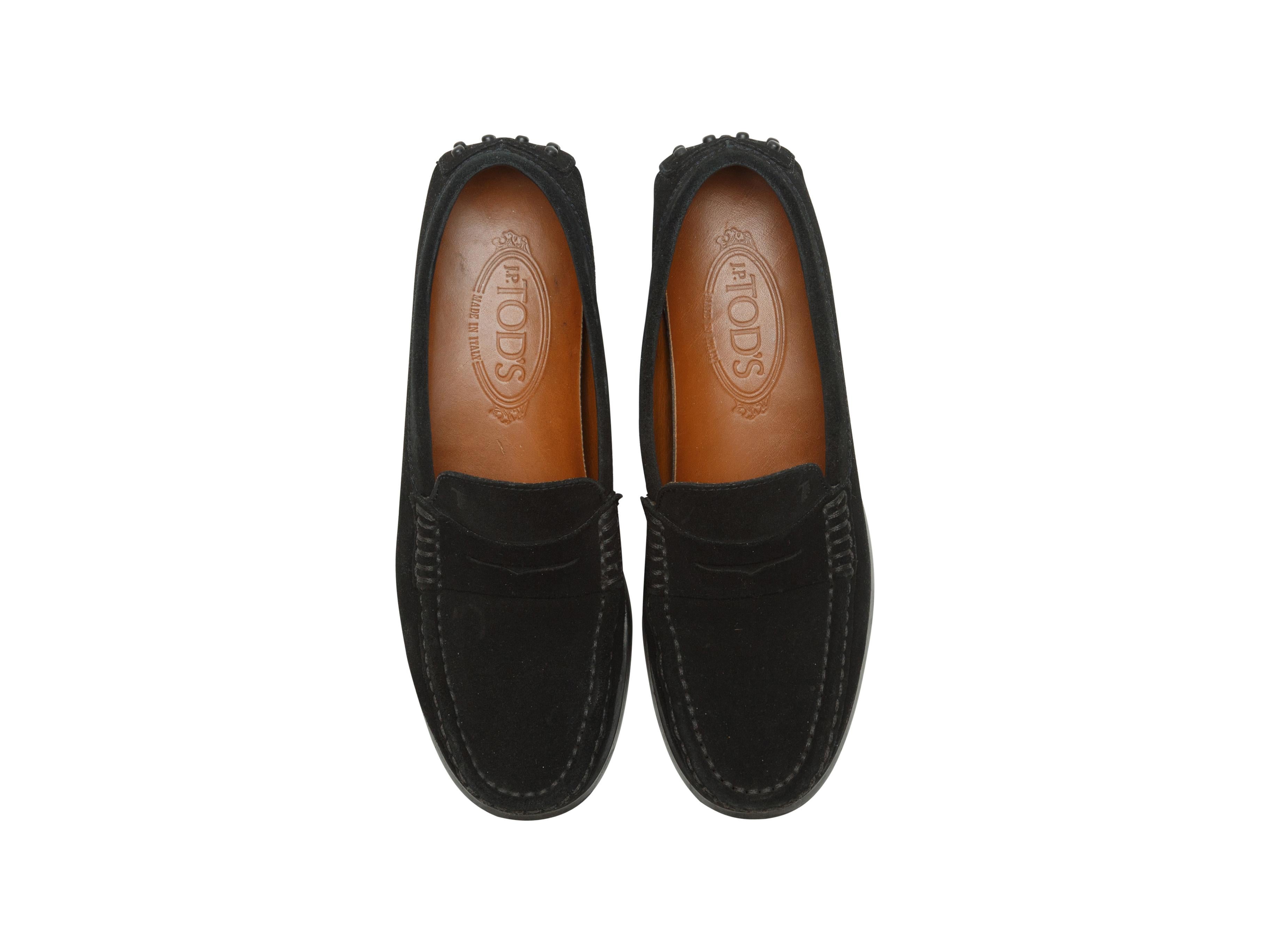 Tod's Black Suede Penny Loafers 1