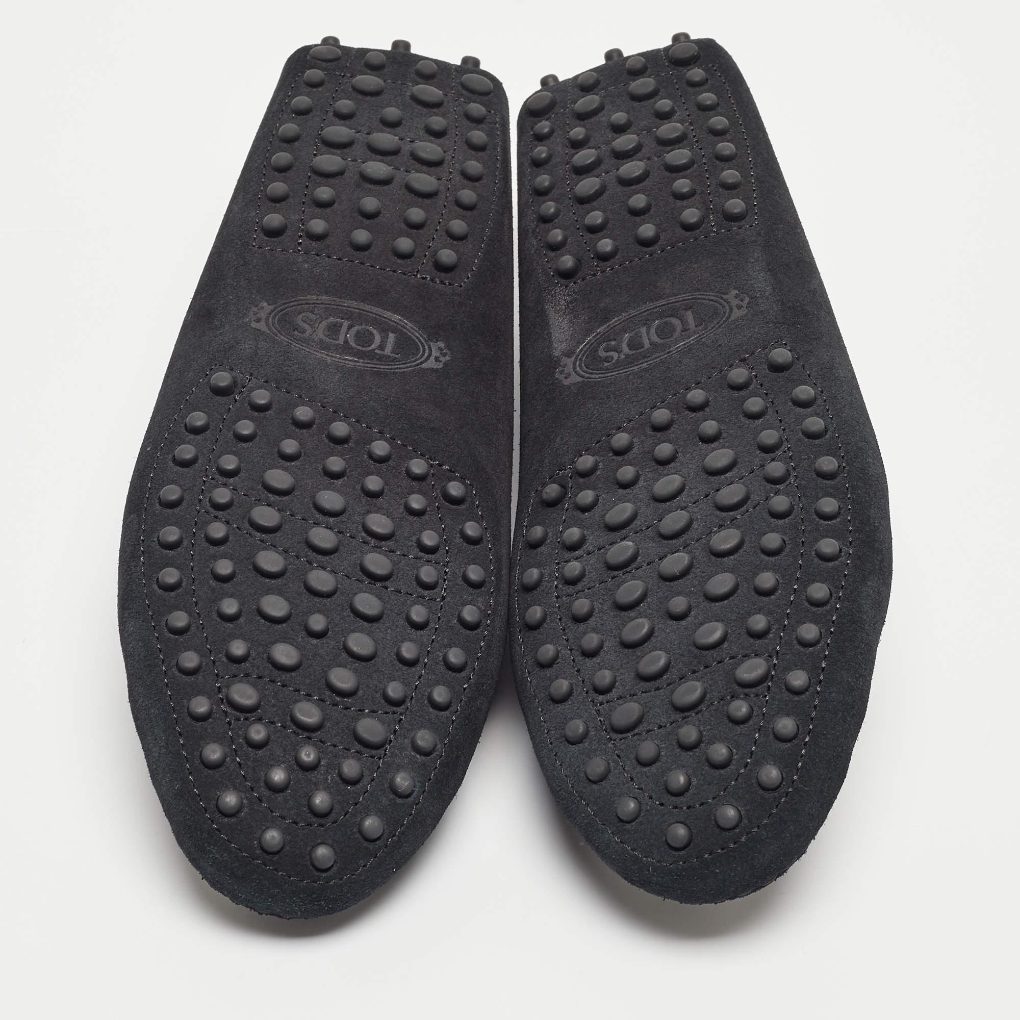 Tod's Black Suede Penny Loafers Size 38.5 For Sale 2