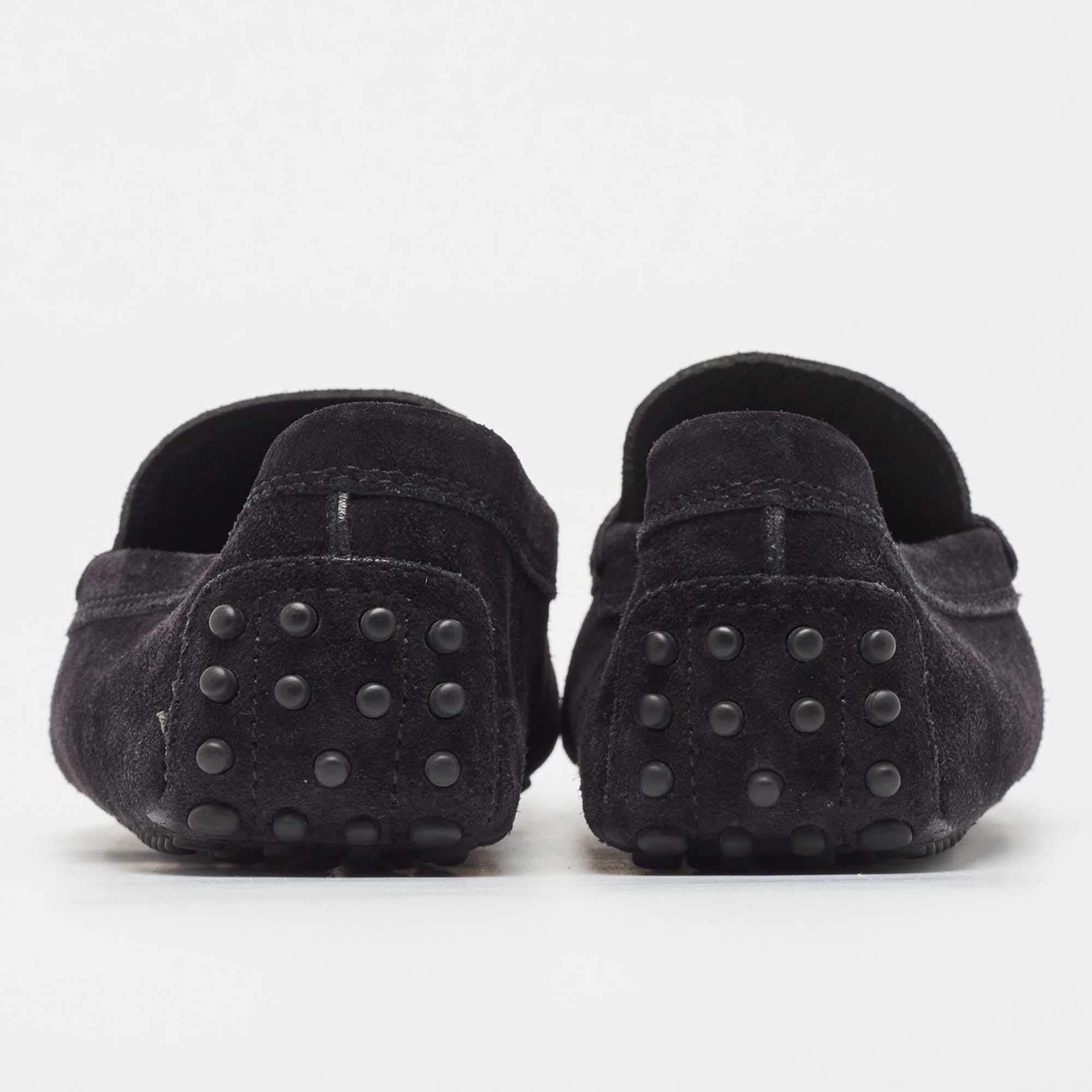 Tod's Black Suede Penny Loafers Size 39 For Sale 1