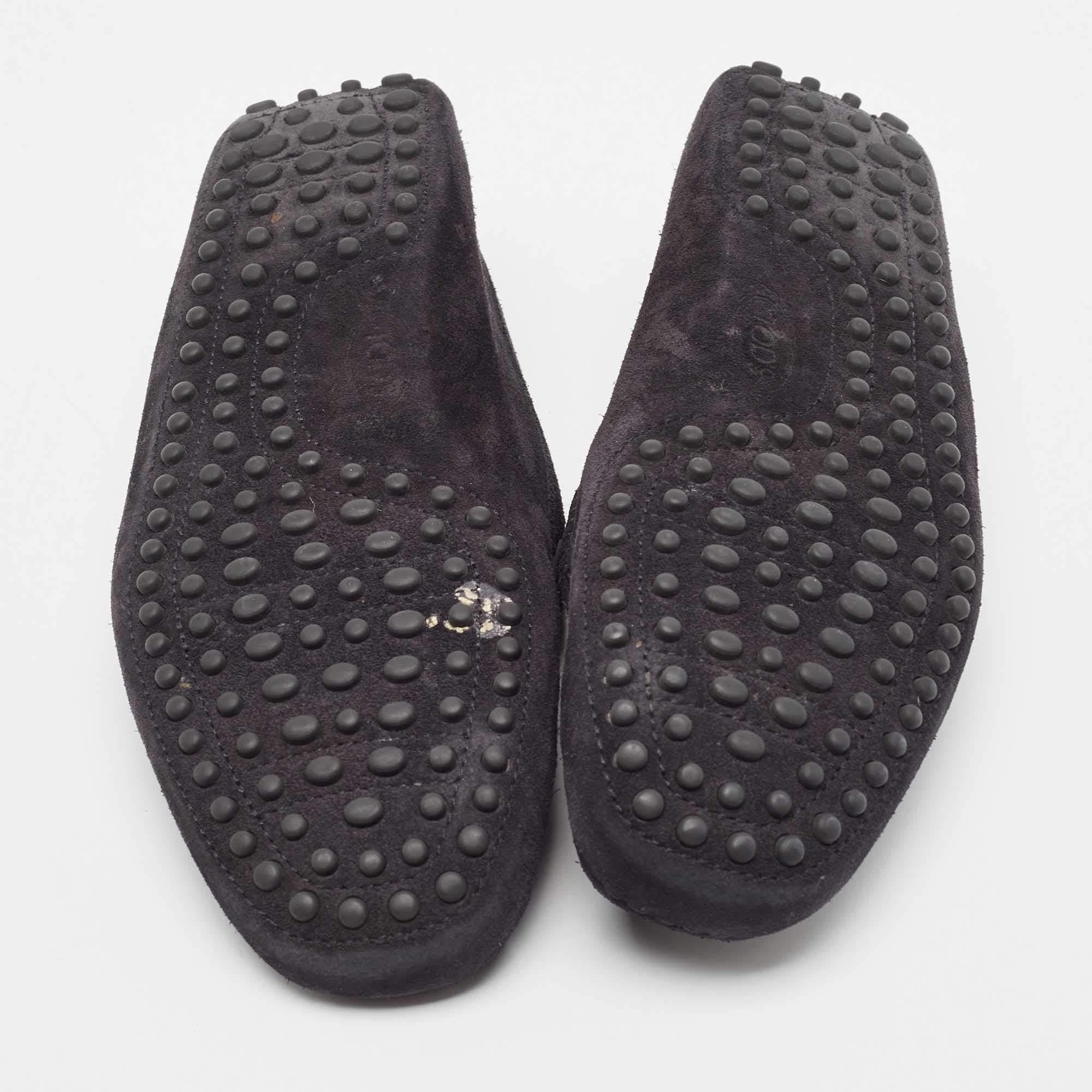 Tod's Black Suede Penny Loafers Size 39 For Sale 2