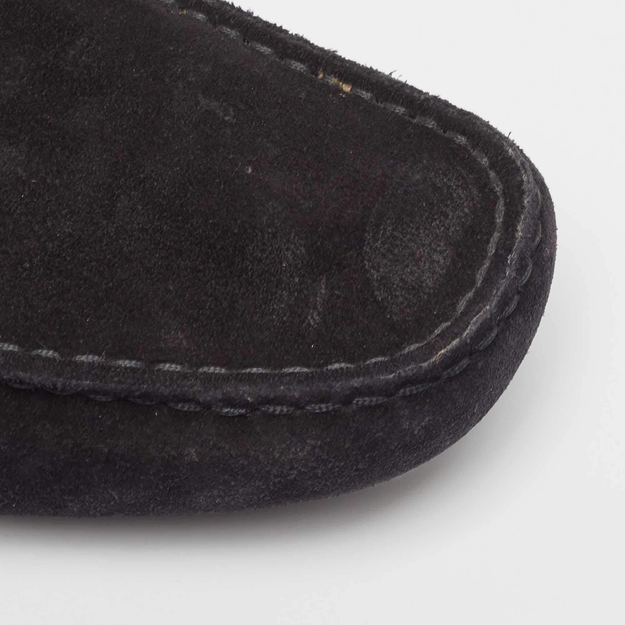 Tod's Black Suede Penny Loafers Size 39 For Sale 3