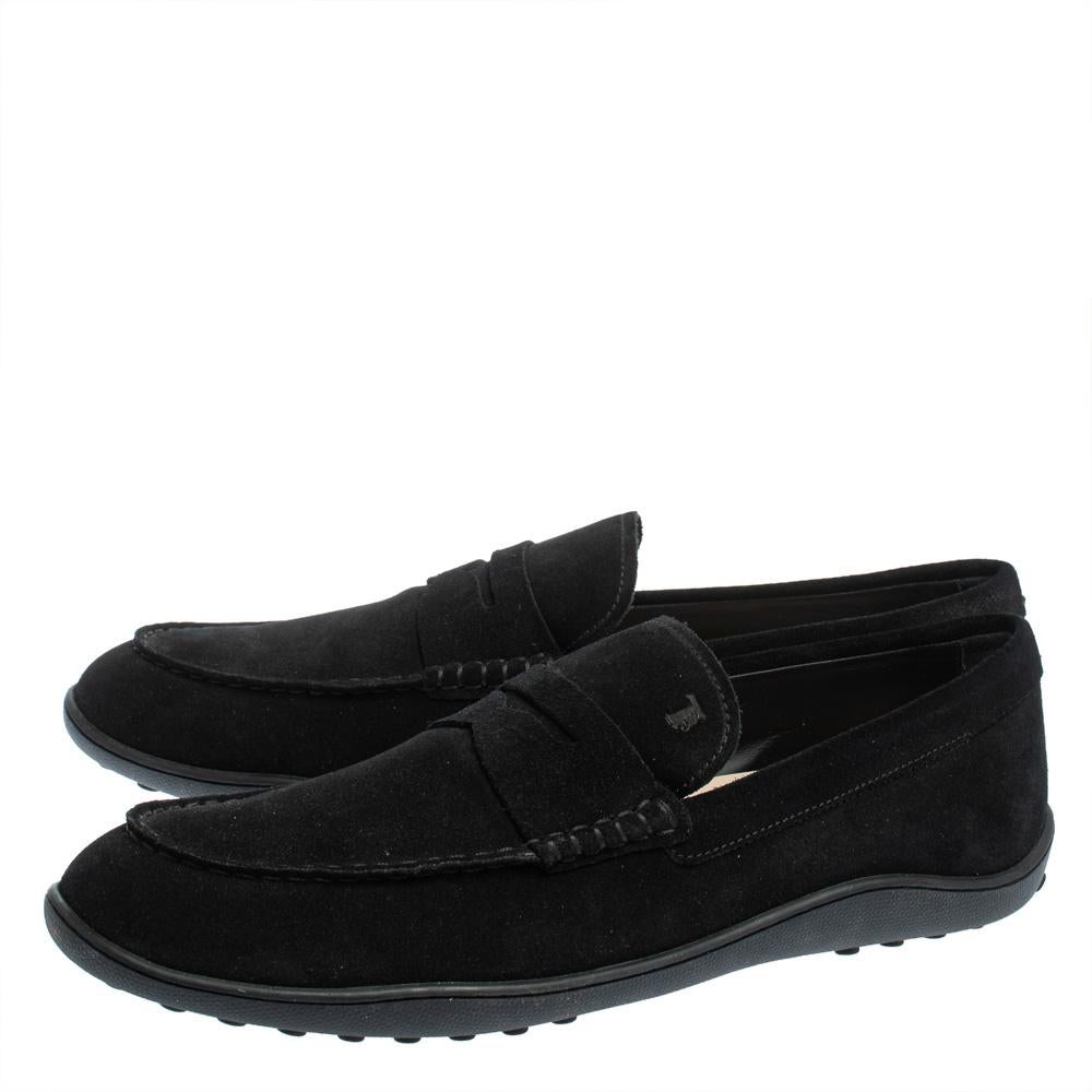 Nero Tod's Mocassini Penny Slip On in pelle scamosciata nera taglia 44