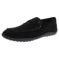 Tod's Black Suede Penny Slip On Loafers Size 44