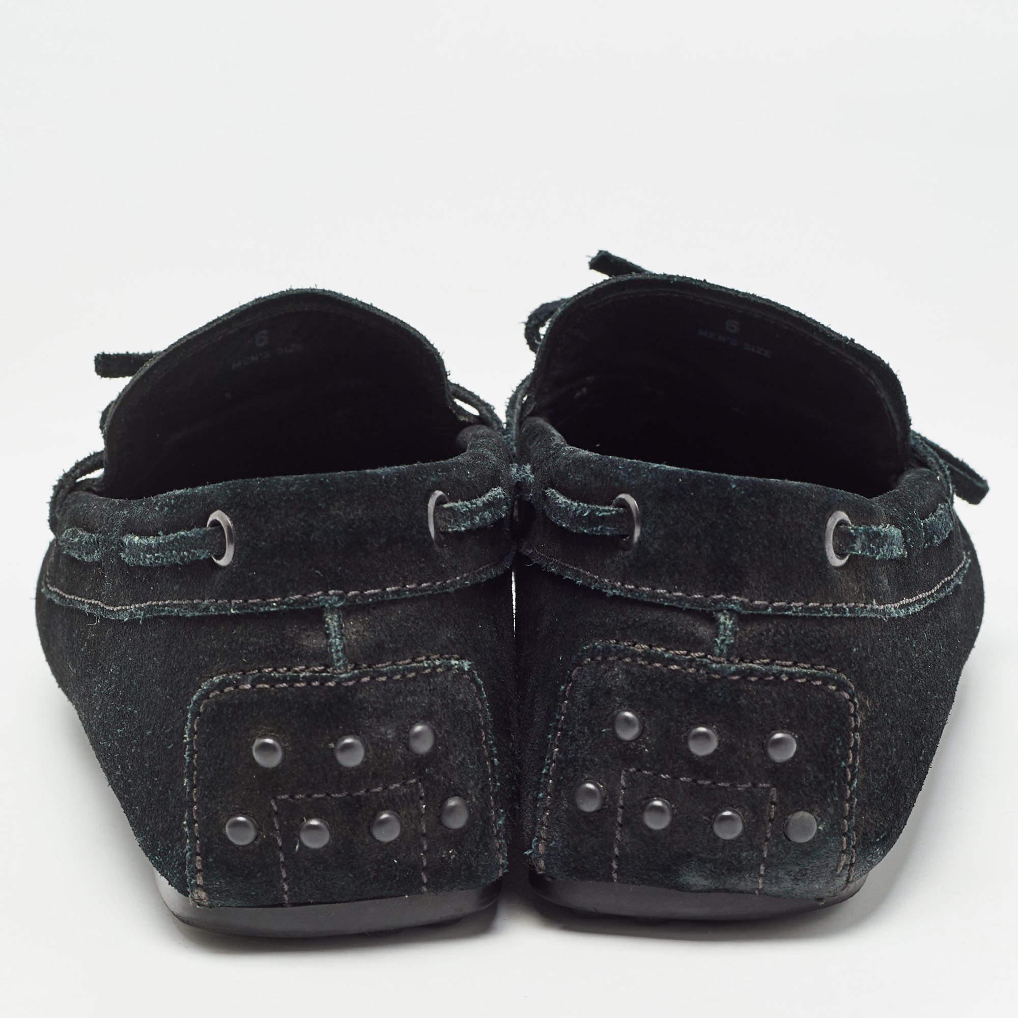 Tod's Black Suede Slip On Loafers Size 39.5 For Sale 1