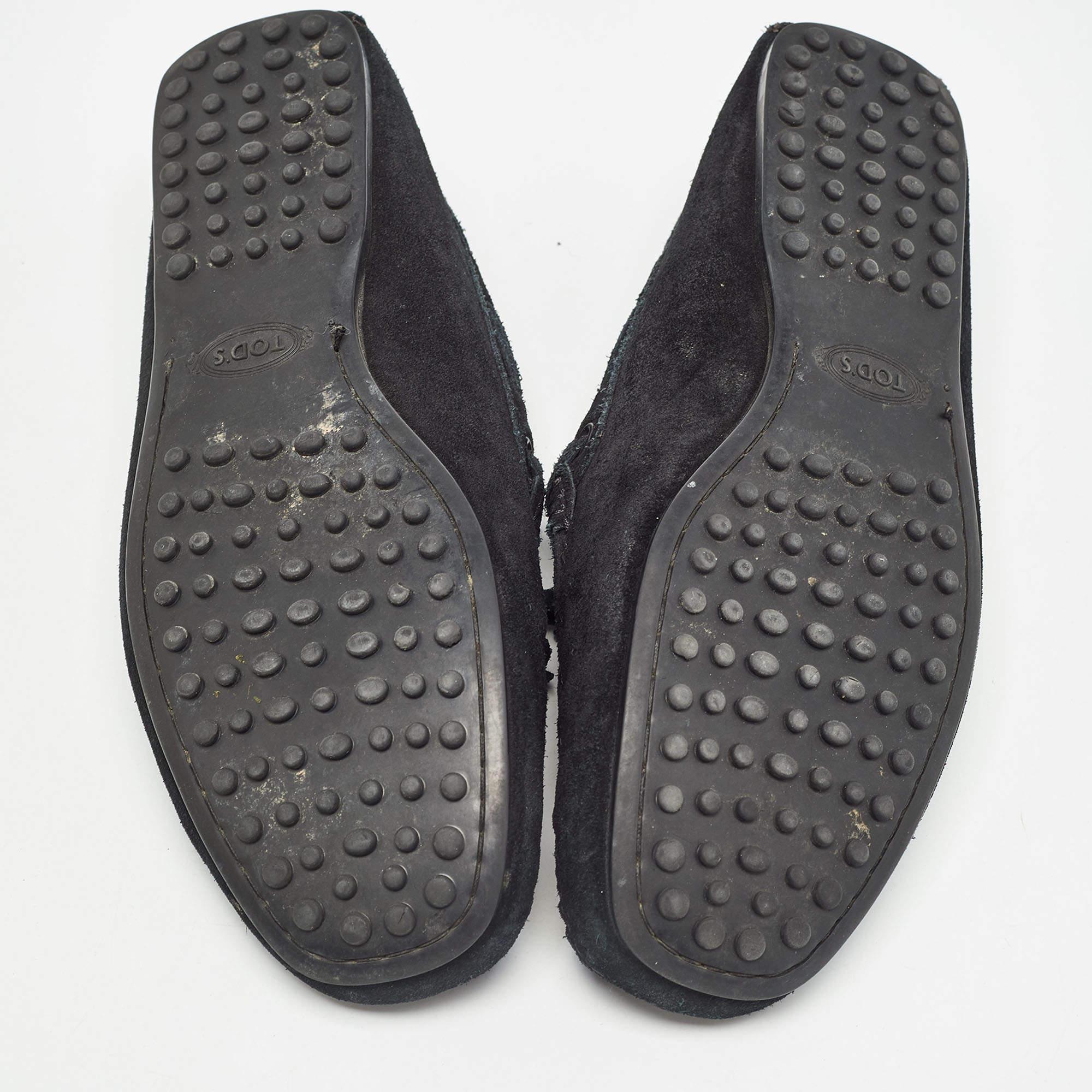 Tod's Black Suede Slip On Loafers Size 39.5 For Sale 2