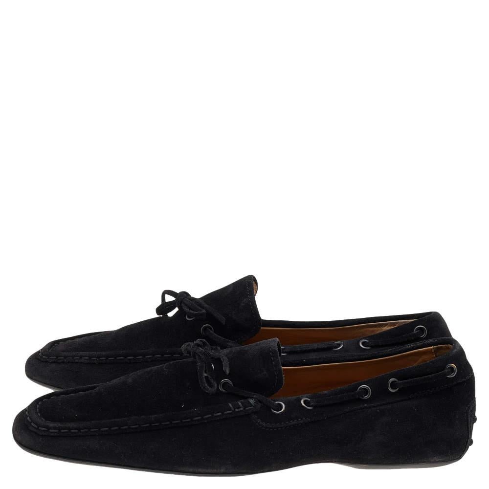 Tod's Black Suede Slip on Loafers Size 44.5 For Sale 1