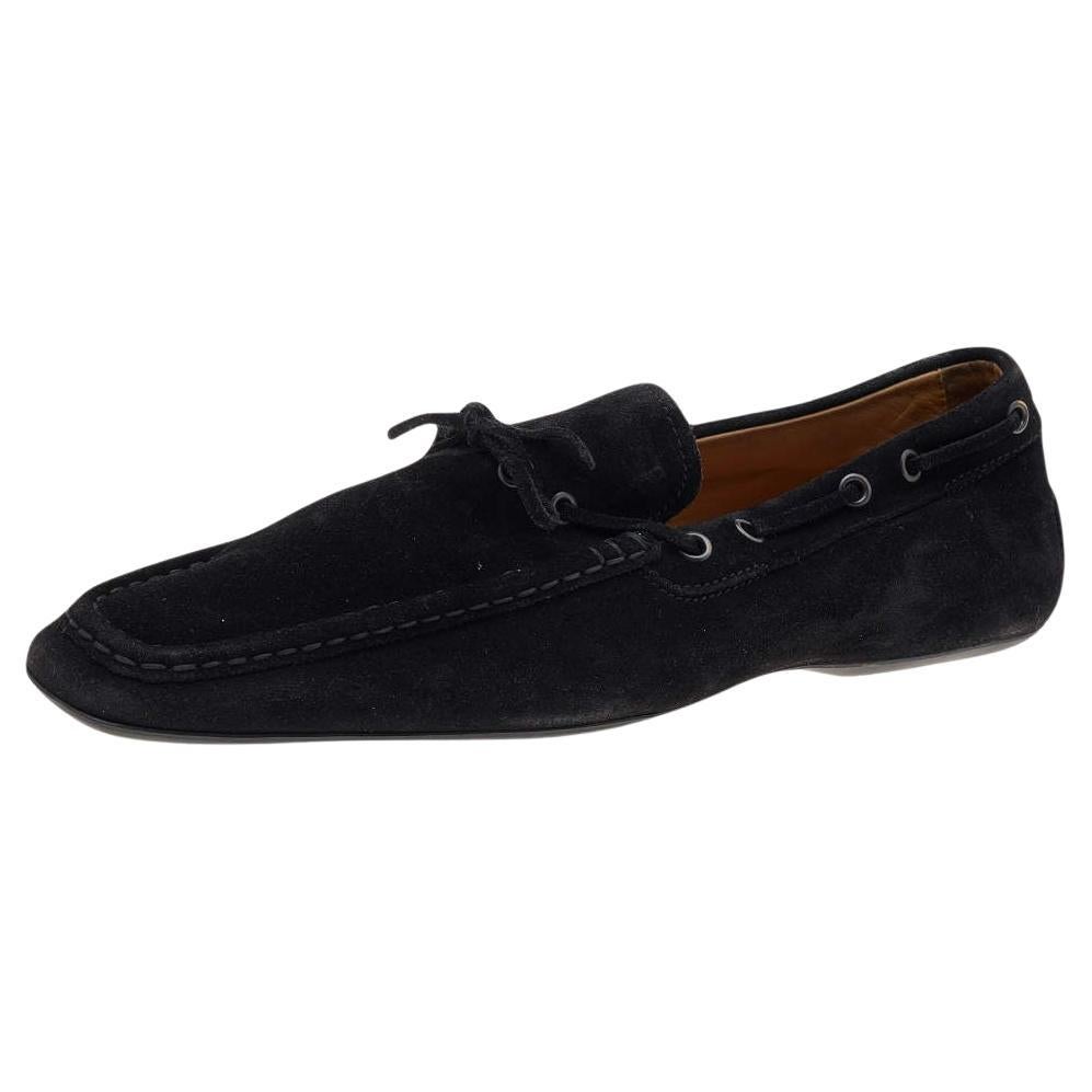 Tod's Black Suede Slip on Loafers Size 44.5 For Sale
