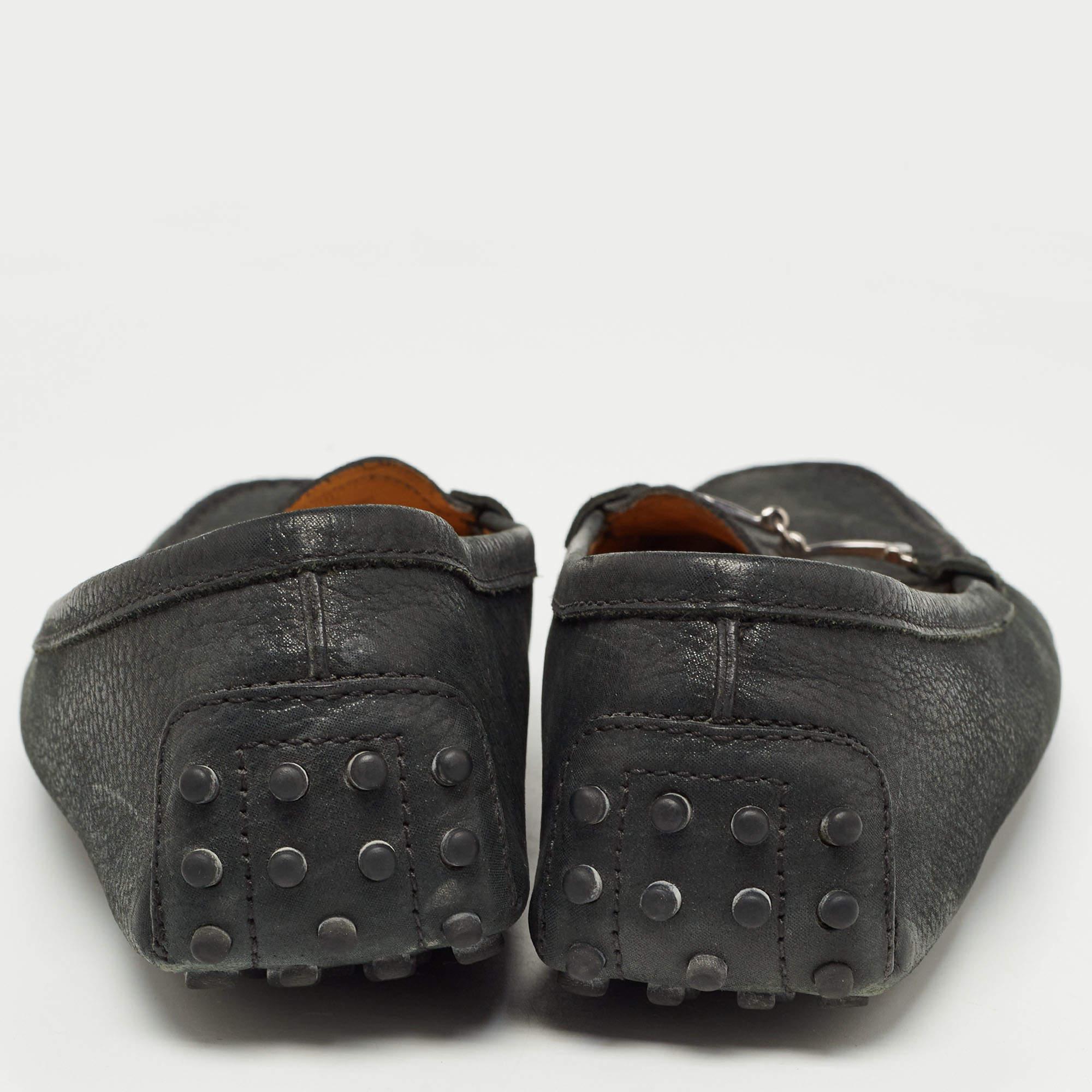 Tod's Black Textured Nubuck Leather Buckle Loafers Size 40 For Sale 1