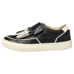 Tod's Black/White Leather Fringe Detail Slip On Sneakers Size 37
