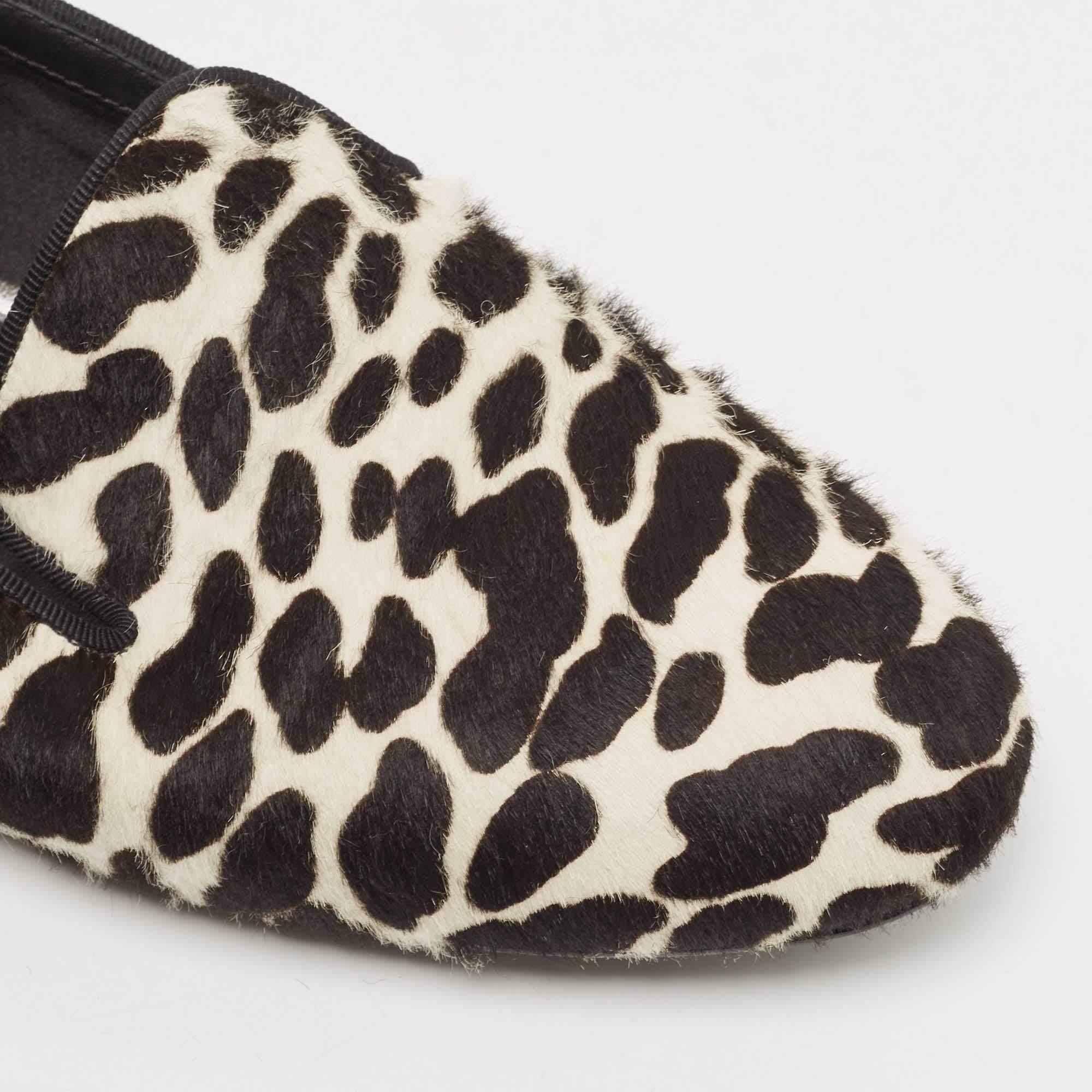 Tod's Black/White Leopard Print Calf Hair Smoking Slippers Size 36.5 For Sale 3