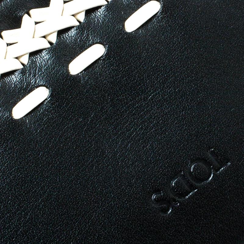 Tod's Black/White Woven Detail Leather Zip Around Wallet 3