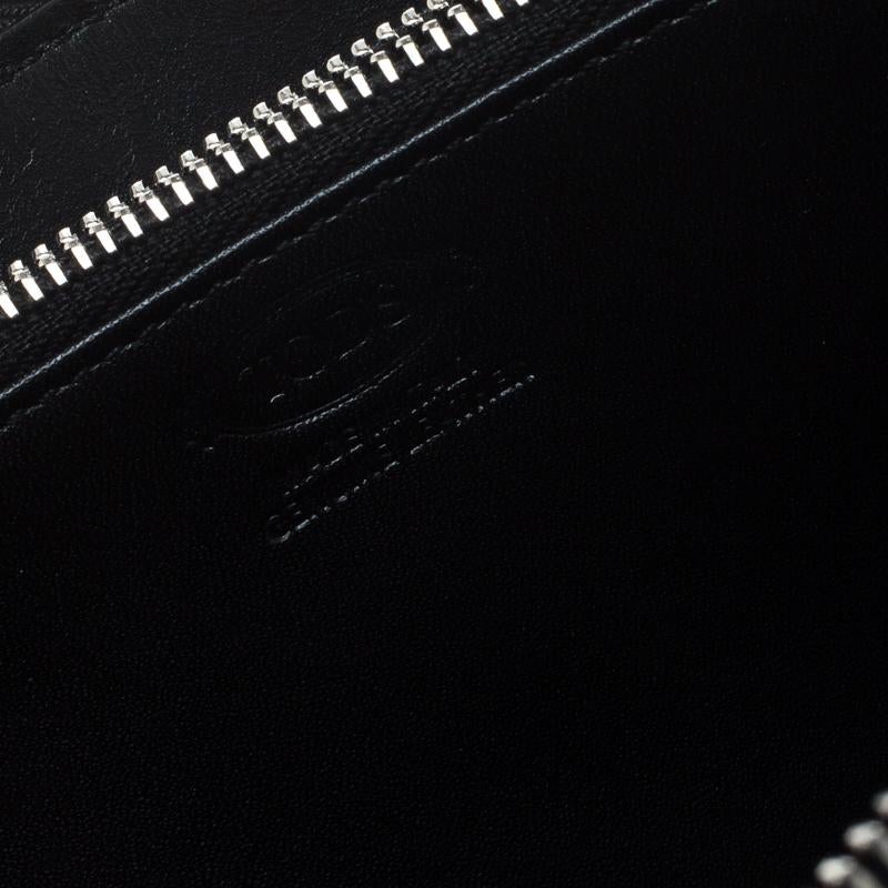 Tod's Black/White Woven Detail Leather Zip Around Wallet 4