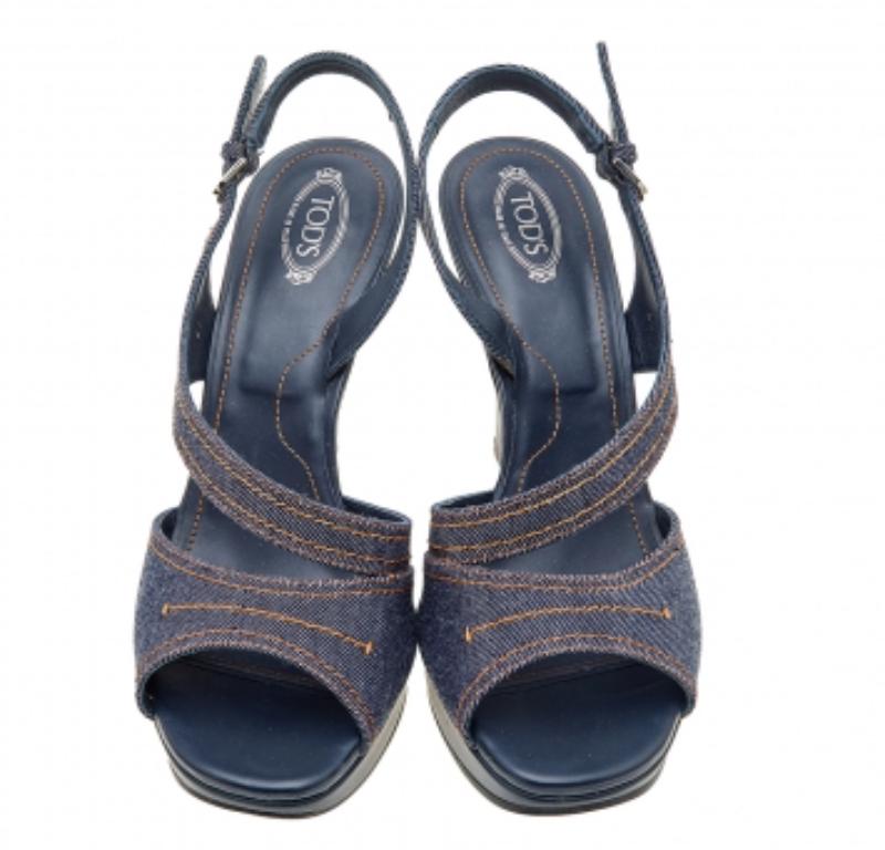 Noir Tod's Sandales compensées à talons compensés bleues taille 41