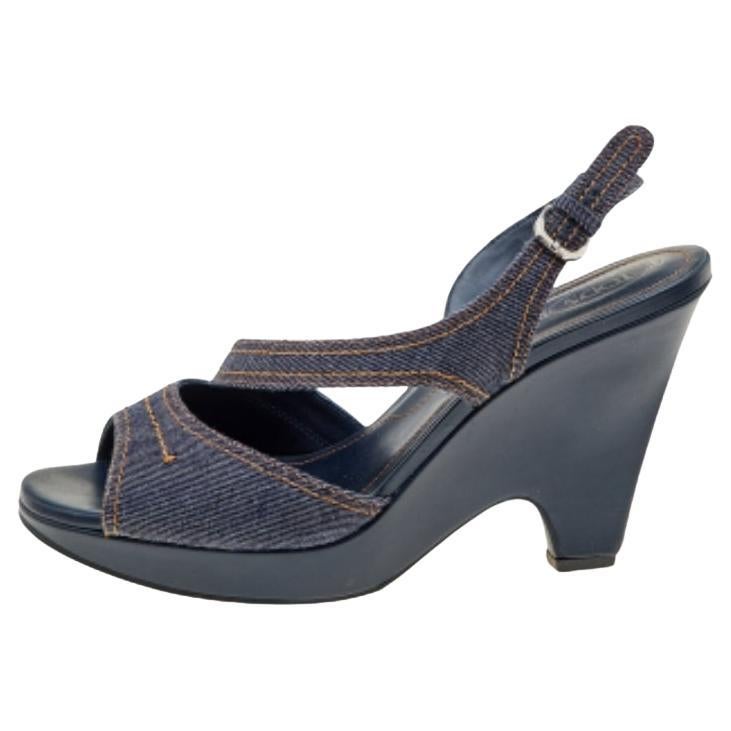 Tod's Sandales compensées à talons compensés bleues taille 41