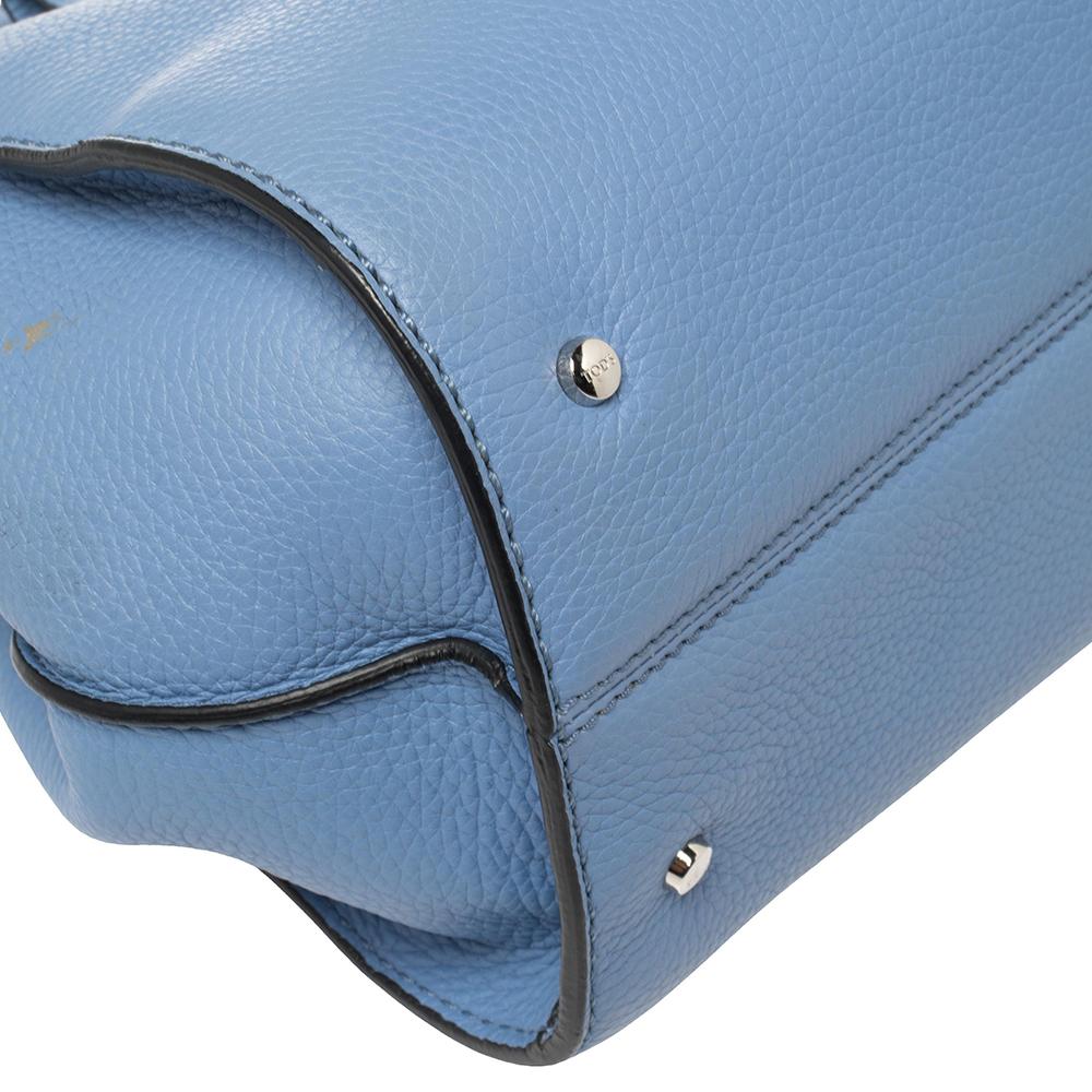 Tod's Blue Grain Leather Tote 2